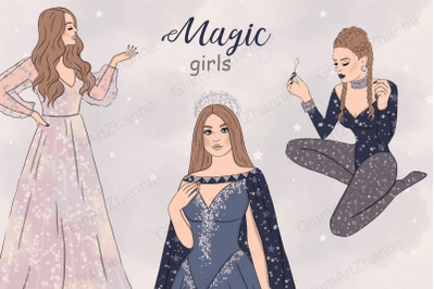 Magic Girls Clipart