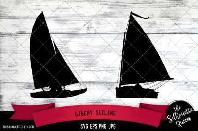 Dinghy Sailing Silhouette Vector |Dinghy Sailing SVG | Clipart