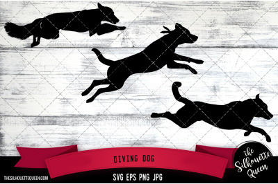 Diving Dog Silhouette Vector |Diving Dog SVG | Clipart | Graphic