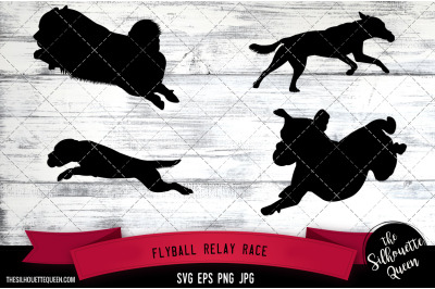 Flyball Relay Race Silhouette Vector |Flyball Relay Race SVG