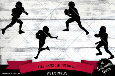 Kids American Football Silhouette Vector |Kids American Football SVG