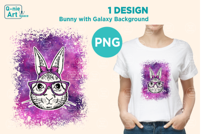 Easter Day Bunny with Galaxy Background, Rabbit Illustration