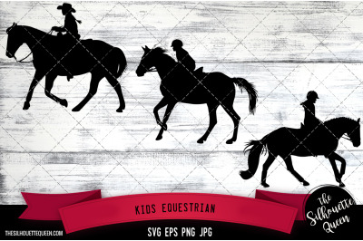 Kids Equestrian Silhouette Vector |Kids Equestrian SVG | Clipart