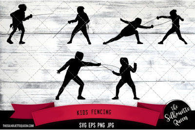 Kids Fencing Silhouette Vector |Kids Fencing SVG | Clipart | Graphic