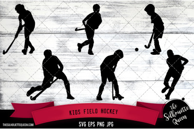 Kids Field Hockey Silhouette Vector |Kids Field Hockey SVG | Clipart