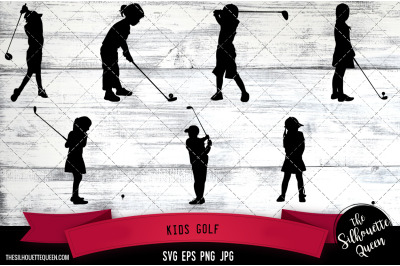 Kids Golf Silhouette Vector |Kids Golf SVG | Clipart | Graphic