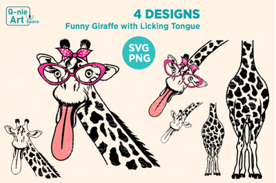 Giraffe with Bandana and Glasses SVG, Wild Animal Clipart