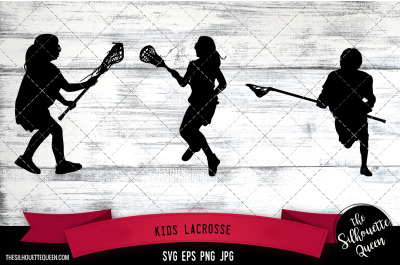 Kids Lacrosse Silhouette Vector |Kids Lacrosse SVG | Clipart | Graphic