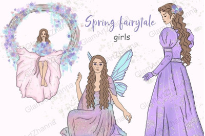 Spring Fairy Tale Girls Clipart