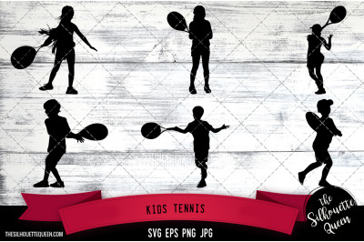 Kids Tennis Silhouette Vector |Kids Tennis SVG | Clipart | Graphic