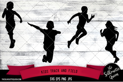 Kids Track and Field Silhouette Vector |Kids Track and Field SVG