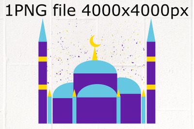Ramadan purple mosque sublimation PNG design&nbsp;