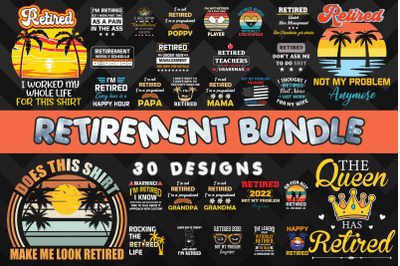 Retirement Bundle SVG 30 designs
