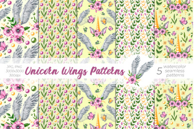 Unicorn Wings Patterns/ Watercolor Patterns PNG, JPG