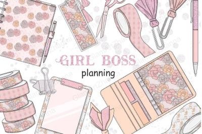 Girl Boss Planning Collection Clipart