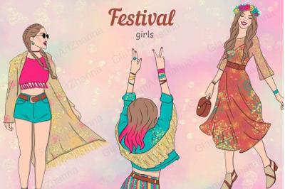 Festival Girls Clipart