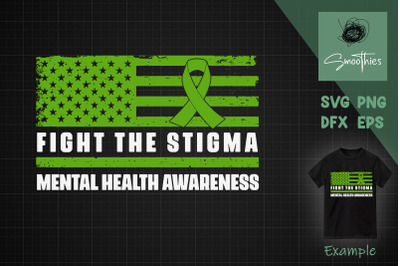 Mental Health Awareness Ribbon Usa Flag