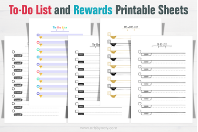 To-Do List and rewards Printable sheets for planners and KDP books.