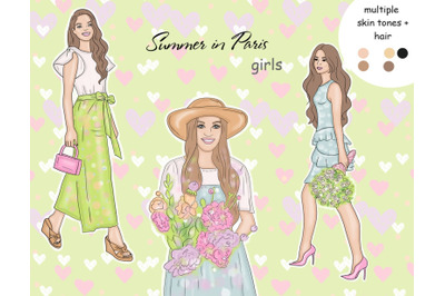 Summer In Paris Girls Clipart