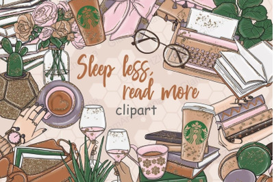 Sleep Less Read More Clipart