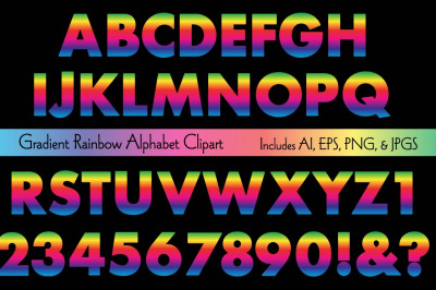 Gradient Rainbow Alphabet Clipart