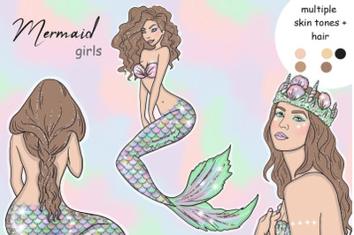 Mermaid Grils Clipart