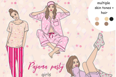 Pajama Party Girls Clipart