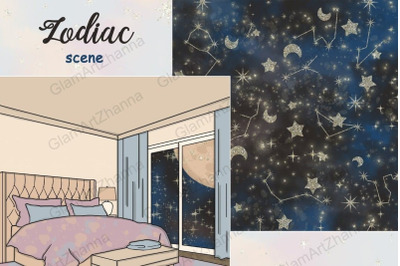 Zodiac Constellation Map | Bedroom Illustration