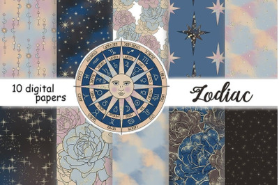 Zodiac Digital Paper | Stars Scrapbook Paper