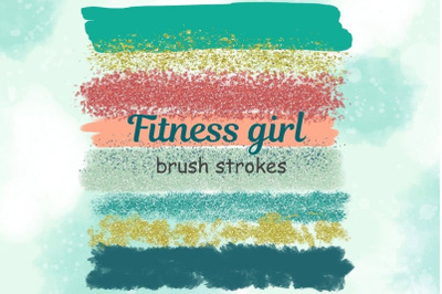 Fitness Girl Brush Strokes Clipart