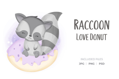 Raccoon Love Donut