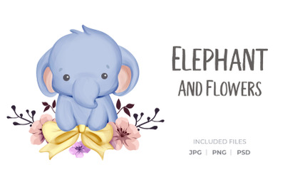 Elephant And Flowers