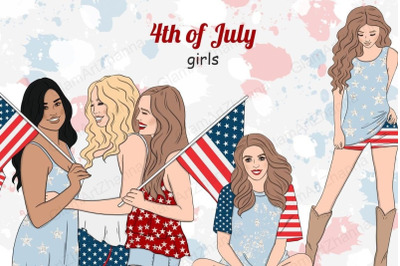 4 of July Fourth of July Girls Clipart