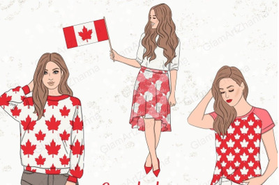 Canada Day Girls Clipart