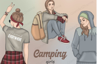 Camping Girls Clipart