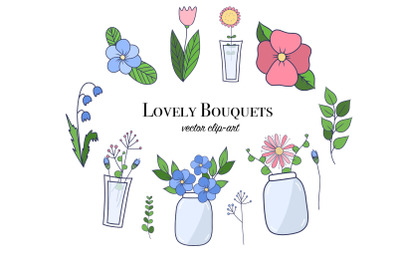 Lovely bouquets set of vector graphic, AI, EPS10