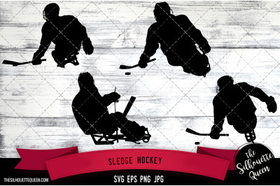 Sledge Hockey Silhouette Vector |Sledge Hockey SVG | Clipart | Graphic