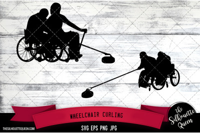 Wheelchair Curling Silhouette Vector |Wheelchair Curling SVG | Clipart