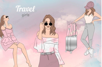 Travel Girls Clipart