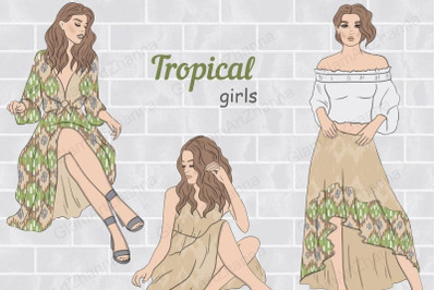 Tropical Girls Clipart