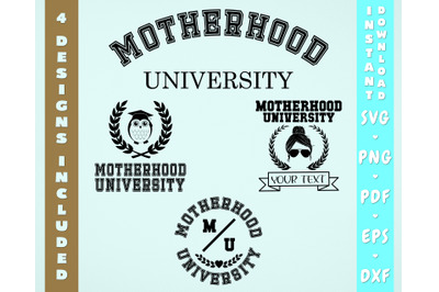 Motherhood University SVG Bundle, 4 Designs, Mom Life SVG, Mom PNG