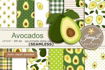 Avocado Digital Papers and Clipart