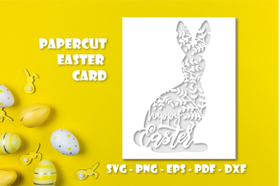 Easter card paper. Paper cut cards. Easter bunny. SVG