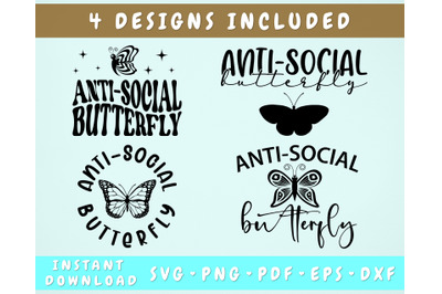 Anti-Social Butterfly SVG Bundle, Antisocial SVG, Introvert SVG