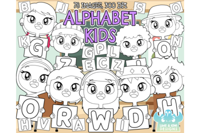 Alphabet Kids Digital Stamps - Lime and Kiwi Designs