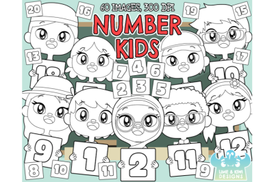 Number Kids Digital Stamps - Lime and Kiwi Designs
