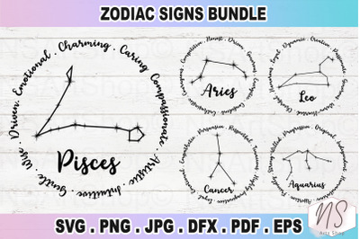 Zodiac Signs SVG Bundle, Astrology Signs SVG, Constellation Signs svg
