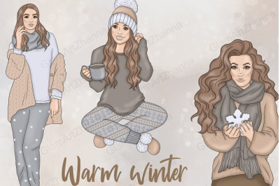 Warm Winter Girls Clipart