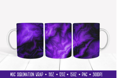 Black Purple Mug Sublimation Design. Marble Texture Mug Wrap