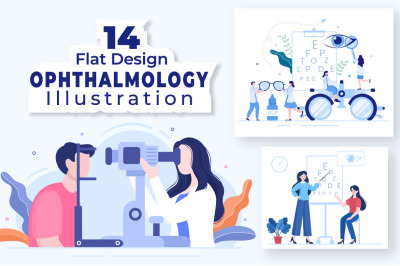 14 Ophthalmology Eyes Flat Design Illustration